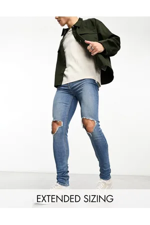 ASOS Jeans spray on super elasticizzati lavaggio tinto chiaro con strappi sulle ginocchia