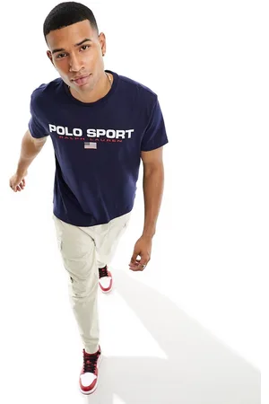 Ralph Lauren Sports Capsule - T-shirt classica oversize con logo e bandiera