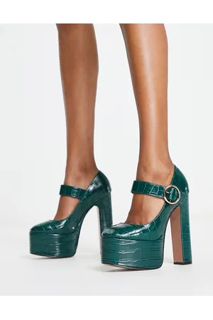 ASOS Preppy - Scarpe Mary Jane con tacco alto e plateau coccodrillo