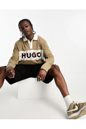 HUGO BOSS HUGO - Dilvret - T-shirt comoda marrone open con logo
