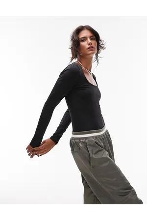 Topshop Body a maniche lunghe con scollo rotondo