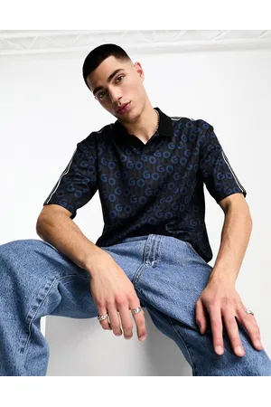 HUGO BOSS HUGO - Dunlun - Polo comoda con logo stampato su tutto il capo