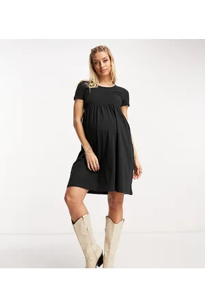 Mama;licious Mamalicious Maternity - Vestito T-shirt corto stile grembiule nero