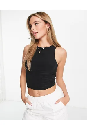 ASOS Canotta nera doppio strato con scollo a vogatore
