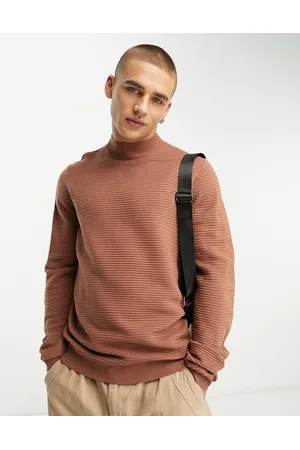 Harry Brown Maglione accollato arancione a coste