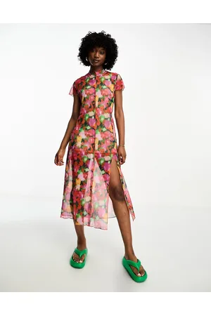 Bolongaro Vestito midi in rete con stampa floreale