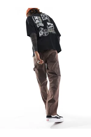 ASOS Jeans dritti lavaggio scuro con dettagli carpenter