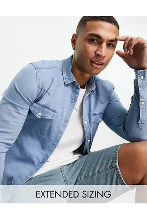ASOS Camicia di jeans skinny lavaggio chiaro stile western