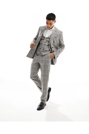 Harry Brown Pantaloni da abito slim grigi a quadri