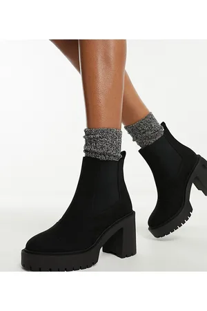 ASOS Wide Fit - Elma - Stivaletti Chelsea con tacco e suola spessa neri a pianta larga