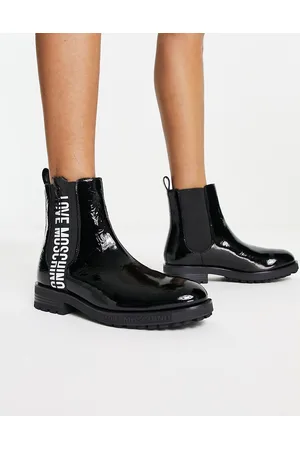 Moschino Stivaletti Chelsea neri con dettaglio del logo