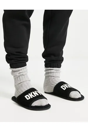 DKNY Pantofole stile sliders nere con logo