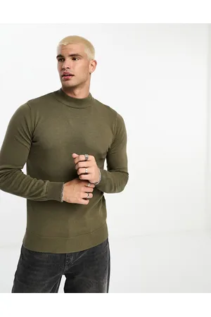 Brave Soul Maglione con collo alto in cotone edera