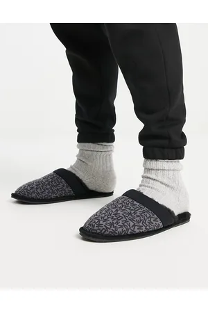 DKNY Pantofole stile sabot nere e grigie con logo