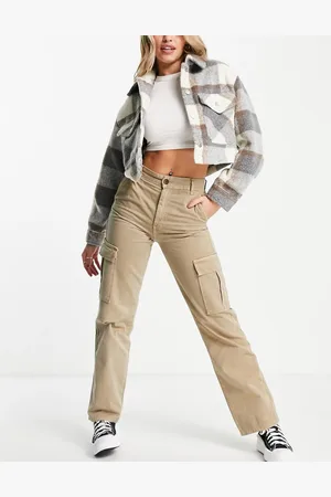 Stradivarius STR - Pantaloni cargo dritti color pietra