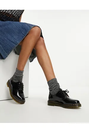 Dr. Martens 1461 - Scarpe con tre occhielli in pelle nera verniciata