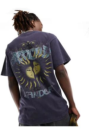 Reclaimed T-shirt skater oversize navy con stampa di astri mistica