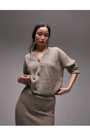 Topshop Cardigan in maglia color fungo in coordinato