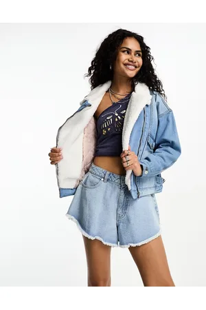 Bolongaro Giacca bomber in denim con finiture in montone