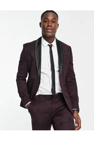 New Look Giacca da abito skinny in jacquard bordeaux