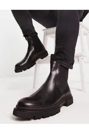 Schuh Duke - Stivaletti Chelsea in pelle nera con suola spessa