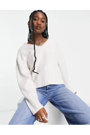 Weekday Ellen - Maglione crema con scollo a V