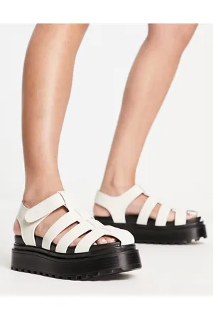 Bershka Sandali bassi a gabbia écru