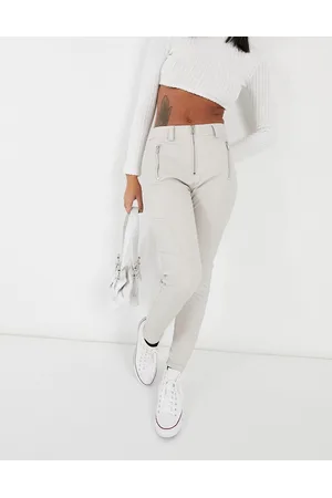 Topshop Pantaloni in pelle sintetica écru