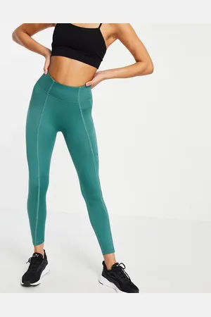 PUMA Studio - Leggings a vita alta a coste laterali verdi