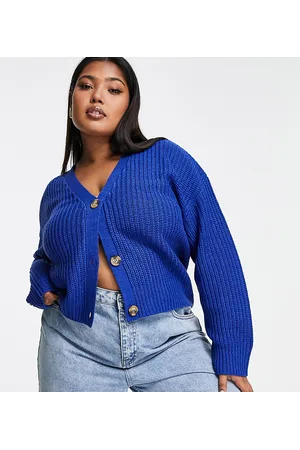 Brave Soul Plus - Daisy - Cardigan in maglia a coste inglesi acceso