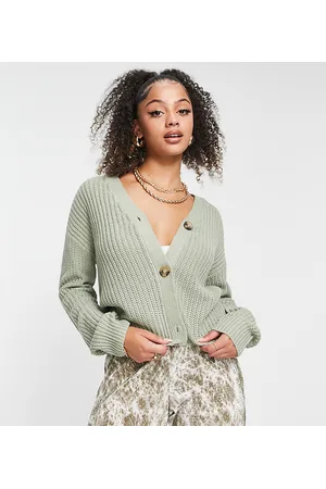 Brave Soul Tall - Daisy - Cardigan in maglia stile pescatore, color salvia