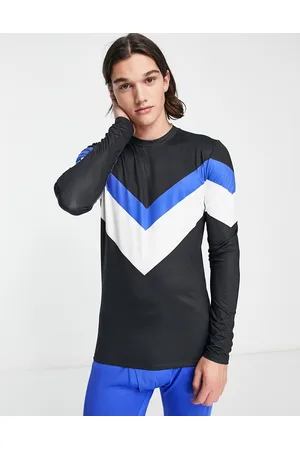 South Beach Top da sci con rovescio in pile a maniche lunghe blu a righe