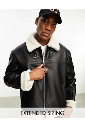 ASOS Giacca taglio corto oversize nera in montone