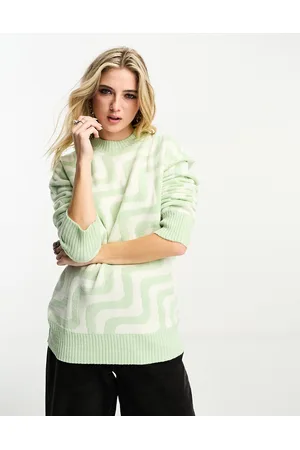 VIOLET ROMANCE Maglione salvia con motivo a onde