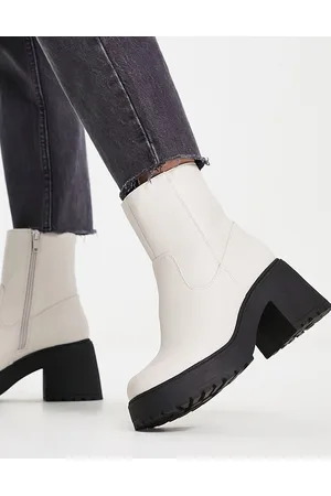 New Look Stivali a calza bianco sporco con tacco e suola spessa