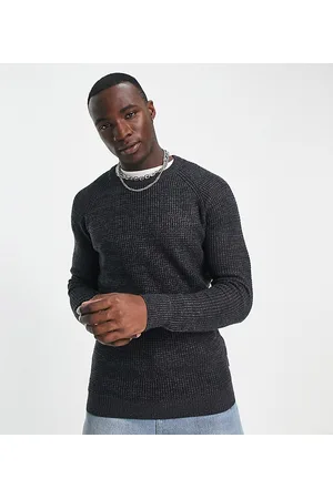 French Connection Tall - Maglione antracite con maniche raglan e cuciture medie