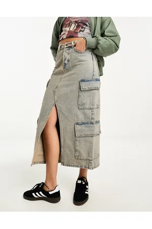 Stradivarius STR - Gonna in denim lavaggio vintage