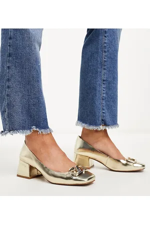 ASOS Wide Fit - Skylar - Scarpe con tacco medio a pianta larga con dettaglio a catena