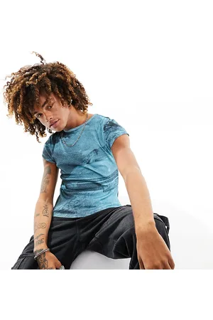 COLLUSION T-shirt slim fit con grafica blu a coste