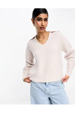 & OTHER STORIES Maglione in misto lana beige mélange con colletto stile polo