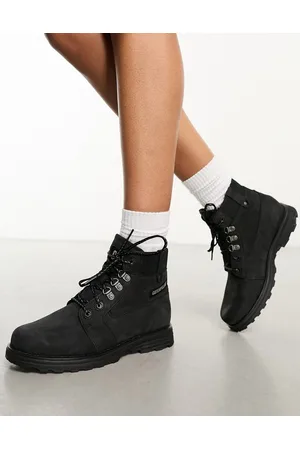 Cat Footwear CAT - Charli - Stivaletti stringati neri in pelle con fodera in pile
