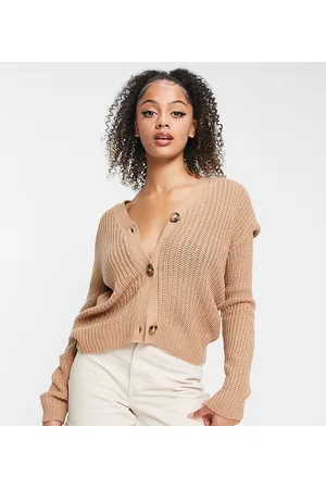 Brave Soul Tall - Daisy - Cardigan in maglia a coste inglesi color cuoio