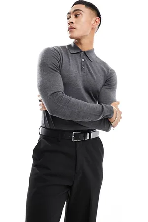 ASOS Maglione stile polo attillato in lana merino