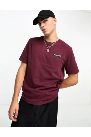 Timberland T-shirt pesante premium bordeaux con logo intessuto