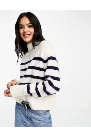 & OTHER STORIES Maglione bianco e blu navy a righe in misto lana
