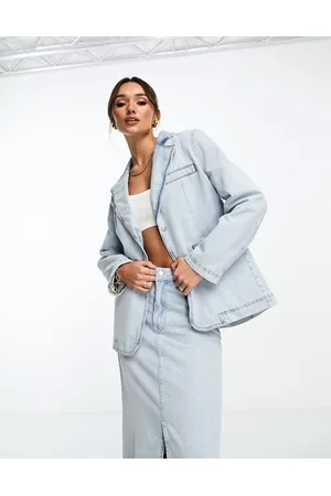 NA-KD Blazer in denim lavaggio azzurro