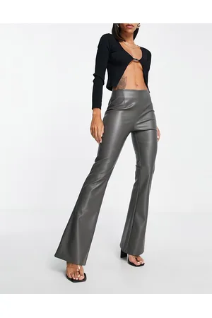 ASOS Pantaloni a zampa grigi in pelle sintetica