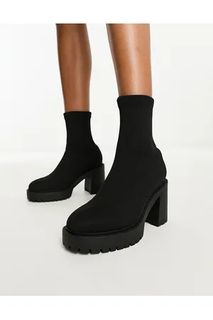 ASOS Explore - Stivali a calza neri con tacco e suola spessa