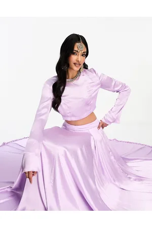 Kanya London Lehenga - Crop top lilla lavanda da damigella a maniche lunghe