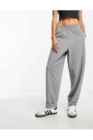 ASOS Joggers con orlo risvoltato in tessuto scuba antracite mélange